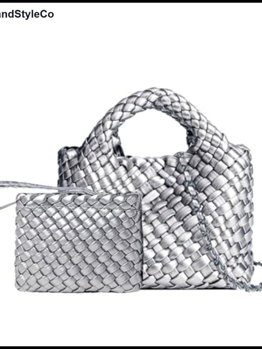 Woven Tote Bag for Women Vegan Leather Crossbody Coin Purse Foldable